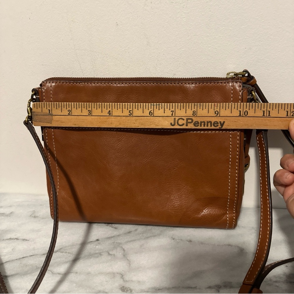 Fossil Brown Leather Crossbody Bag with key charm - Picture 12 of 14